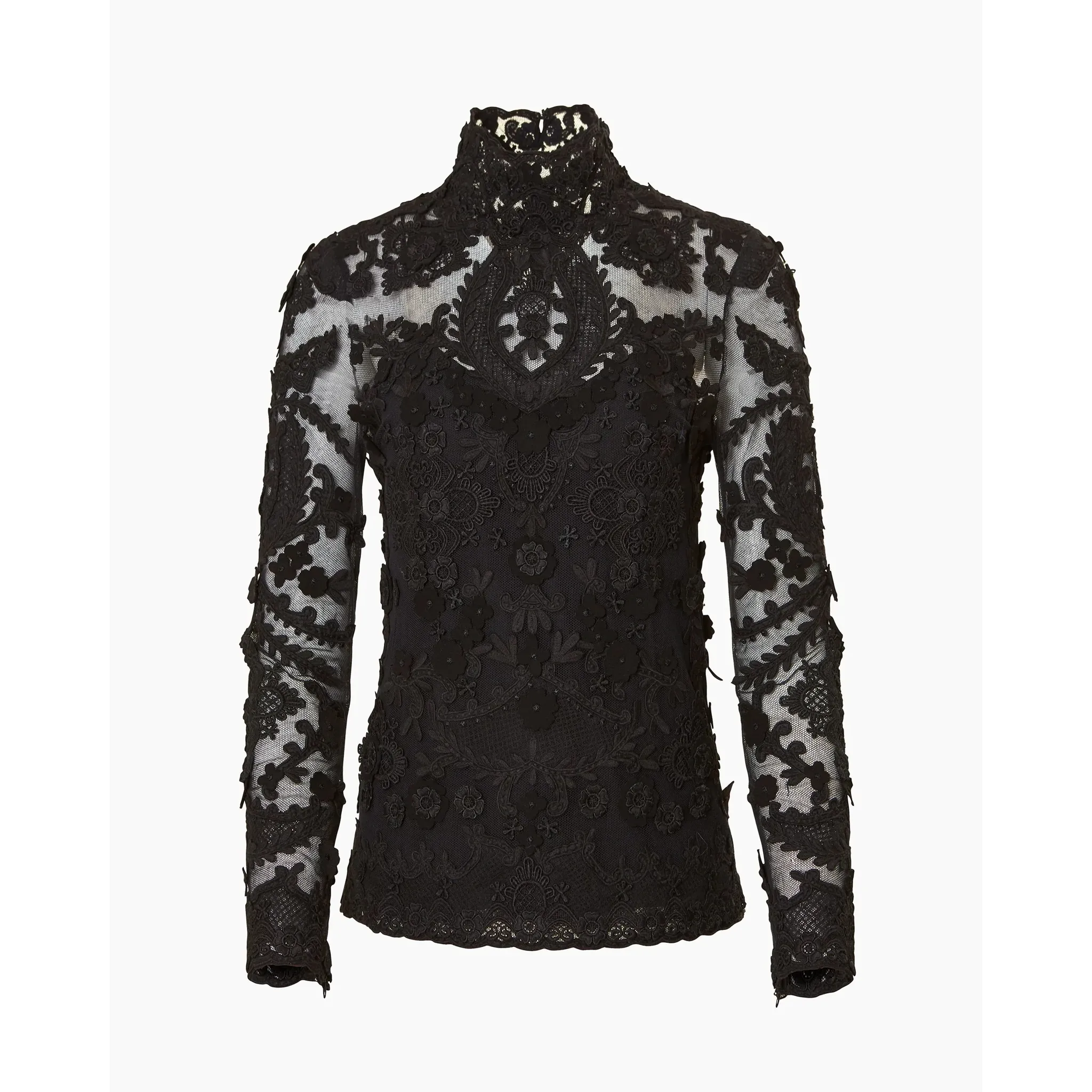 Embellished Turtleneck Top | Black