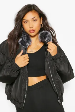 Faux Fur Collar Puffer Jacket