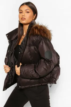 Faux Fur Trim Puffer Jacket