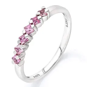 GLAMOROUS ! 4/5 CARAT (6 PCS) PINK SAPPHIRE (VS) 9KT SOLID GOLD BAND RING