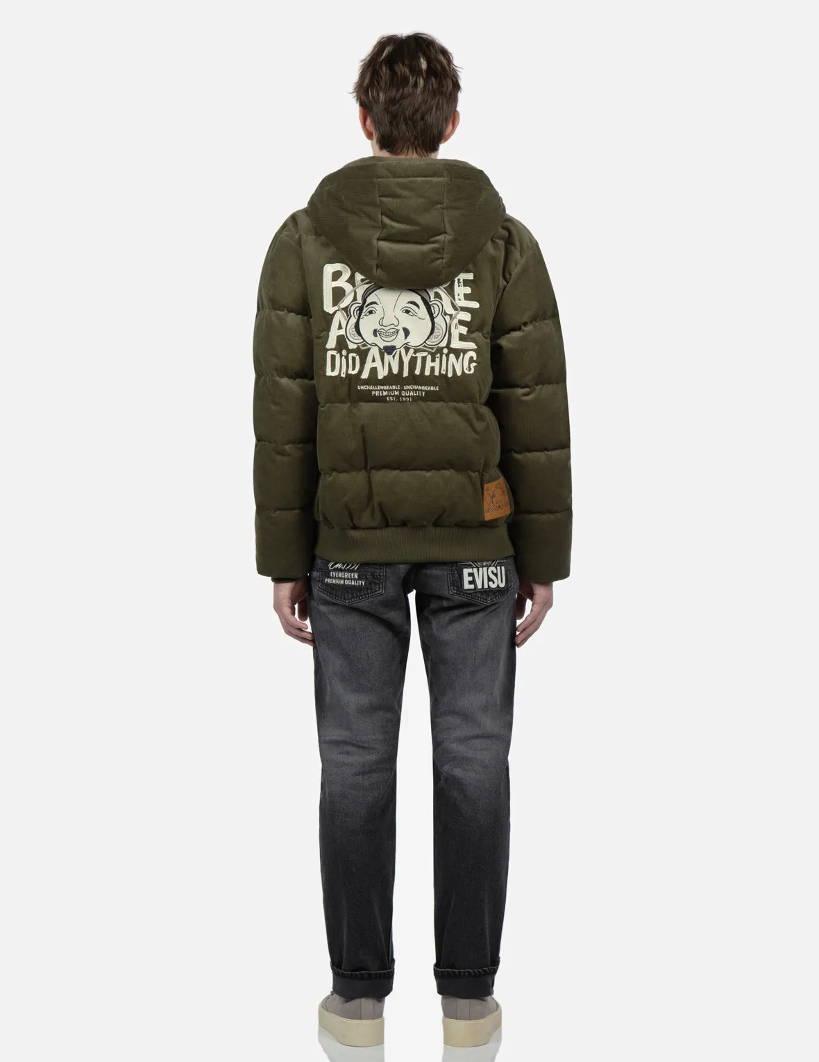 Godhead Embroidery Corduroy Down Jacket