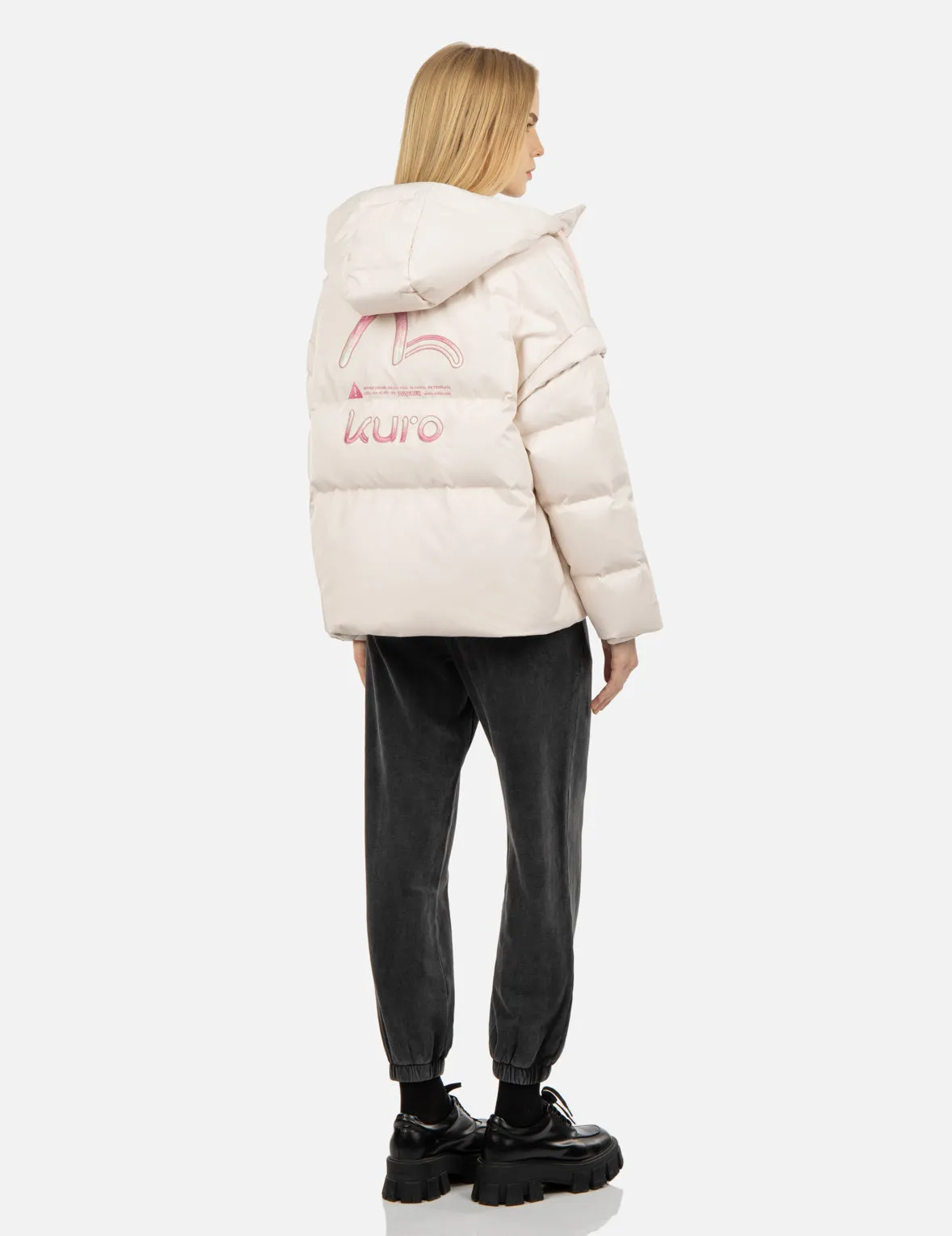 Gradient Seagull Embroidery Down Jacket