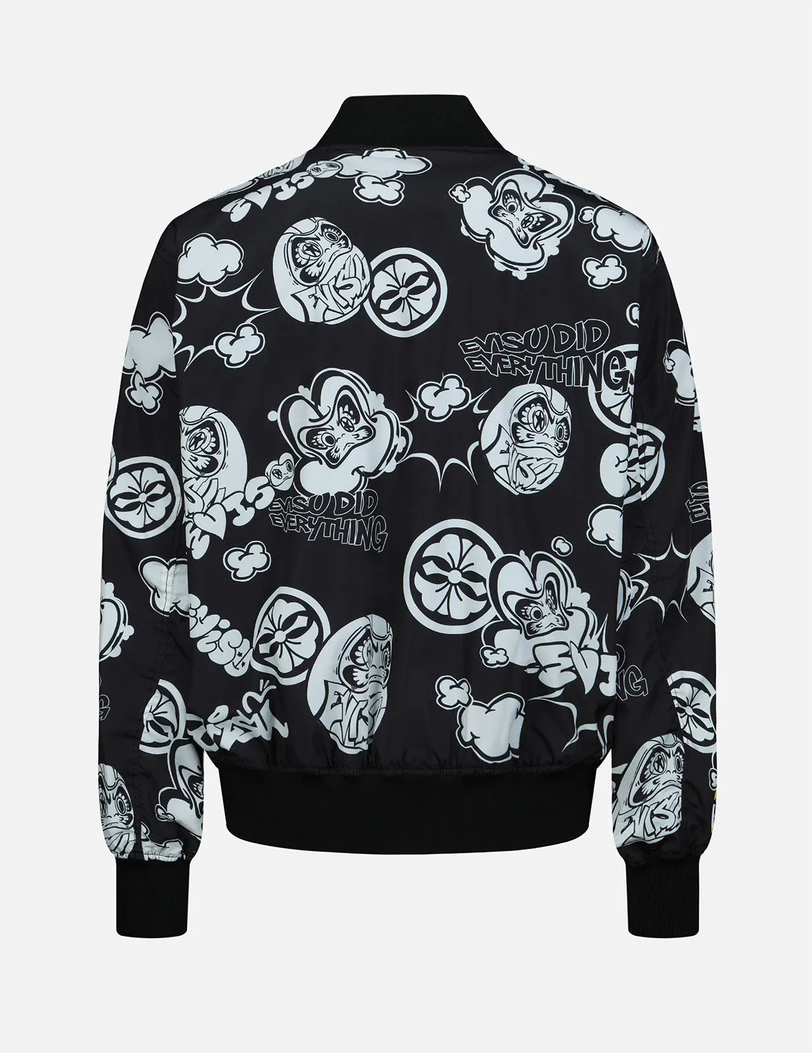 Graffiti Daruma Allover Print Bomber Jacket