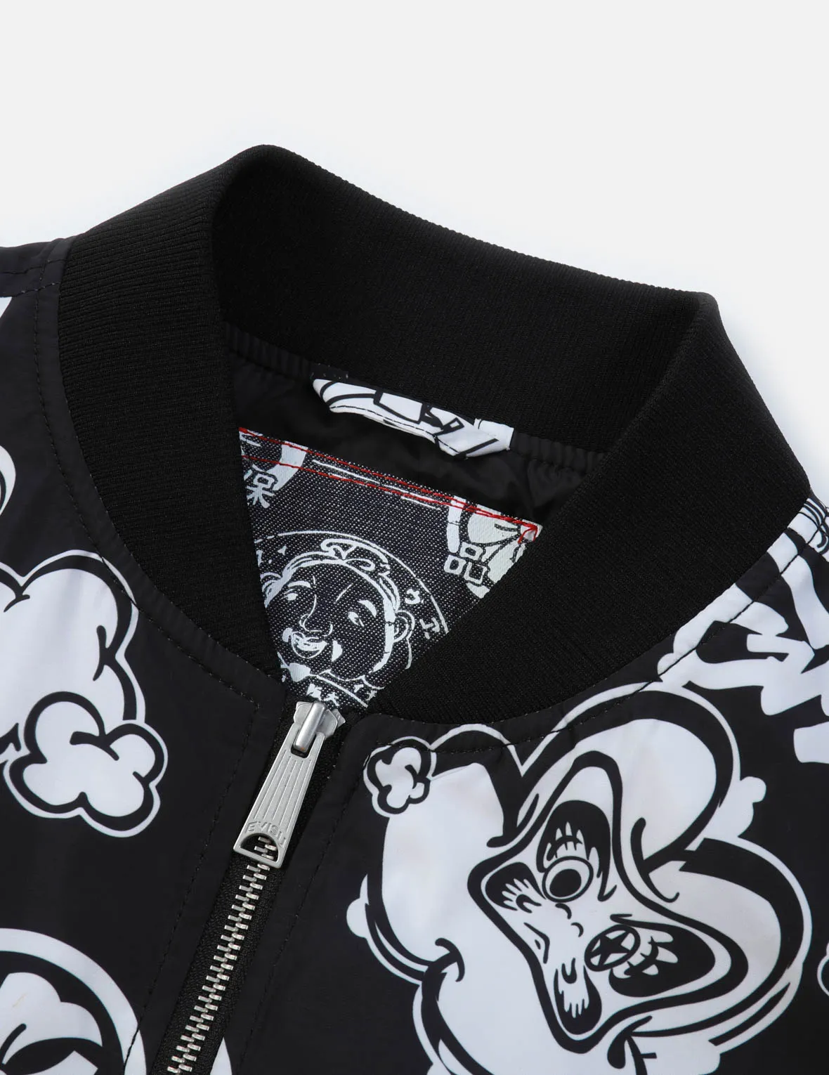 Graffiti Daruma Allover Print Bomber Jacket