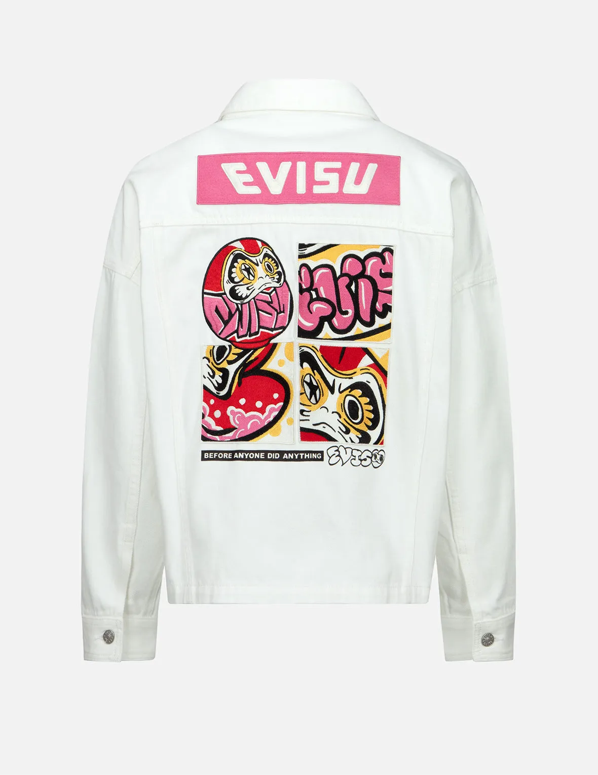 Graffiti Daruma Embroidery Zip-up Shirt Jacket