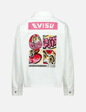 Graffiti Daruma Embroidery Zip-up Shirt Jacket