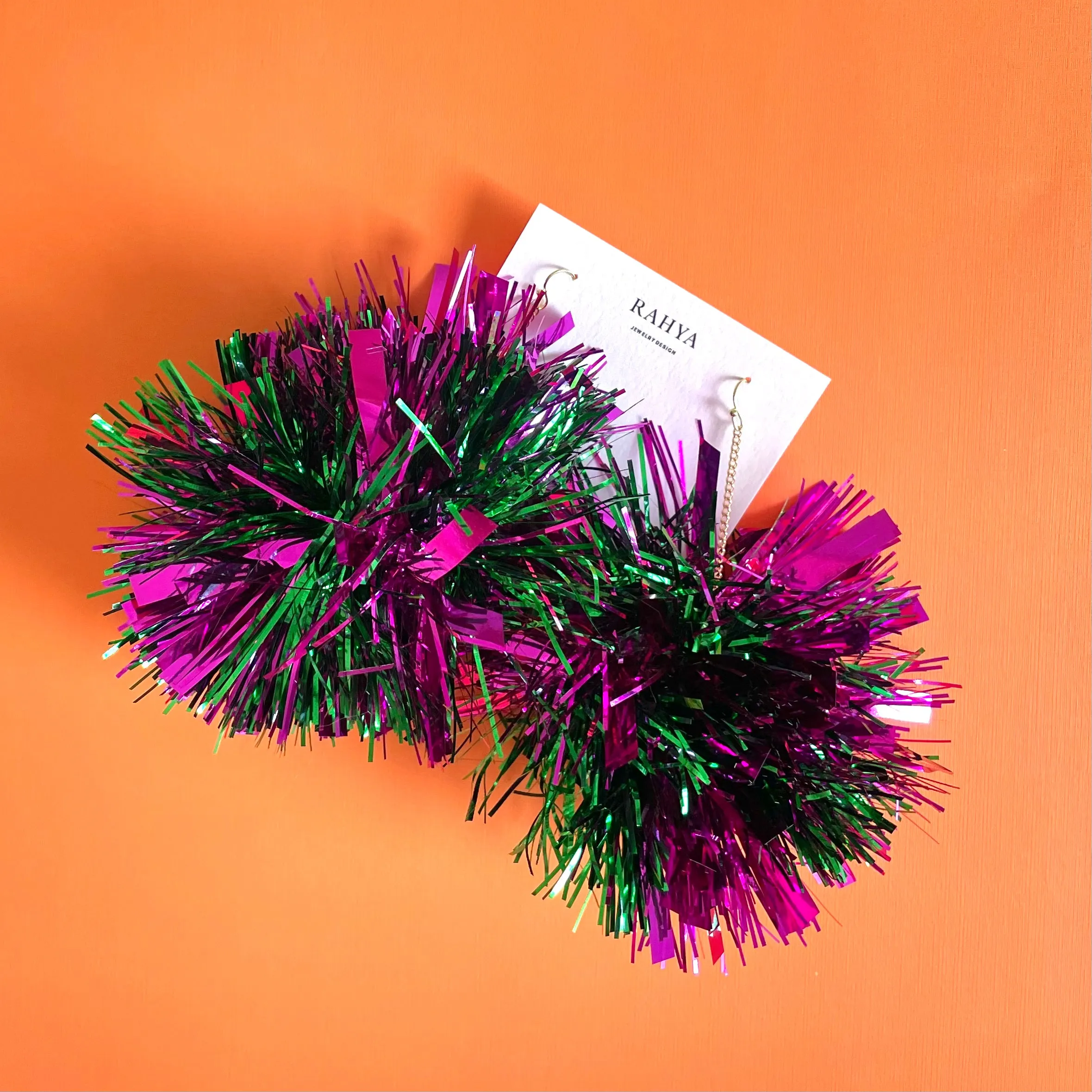 Green & Fuchsia Mixed Pom Pom Earrings