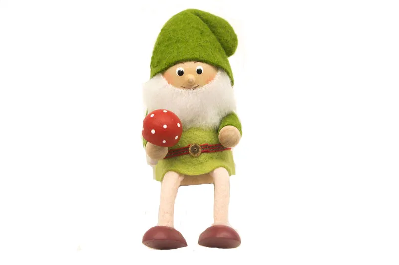 Green Elf with Mushroom Ornament