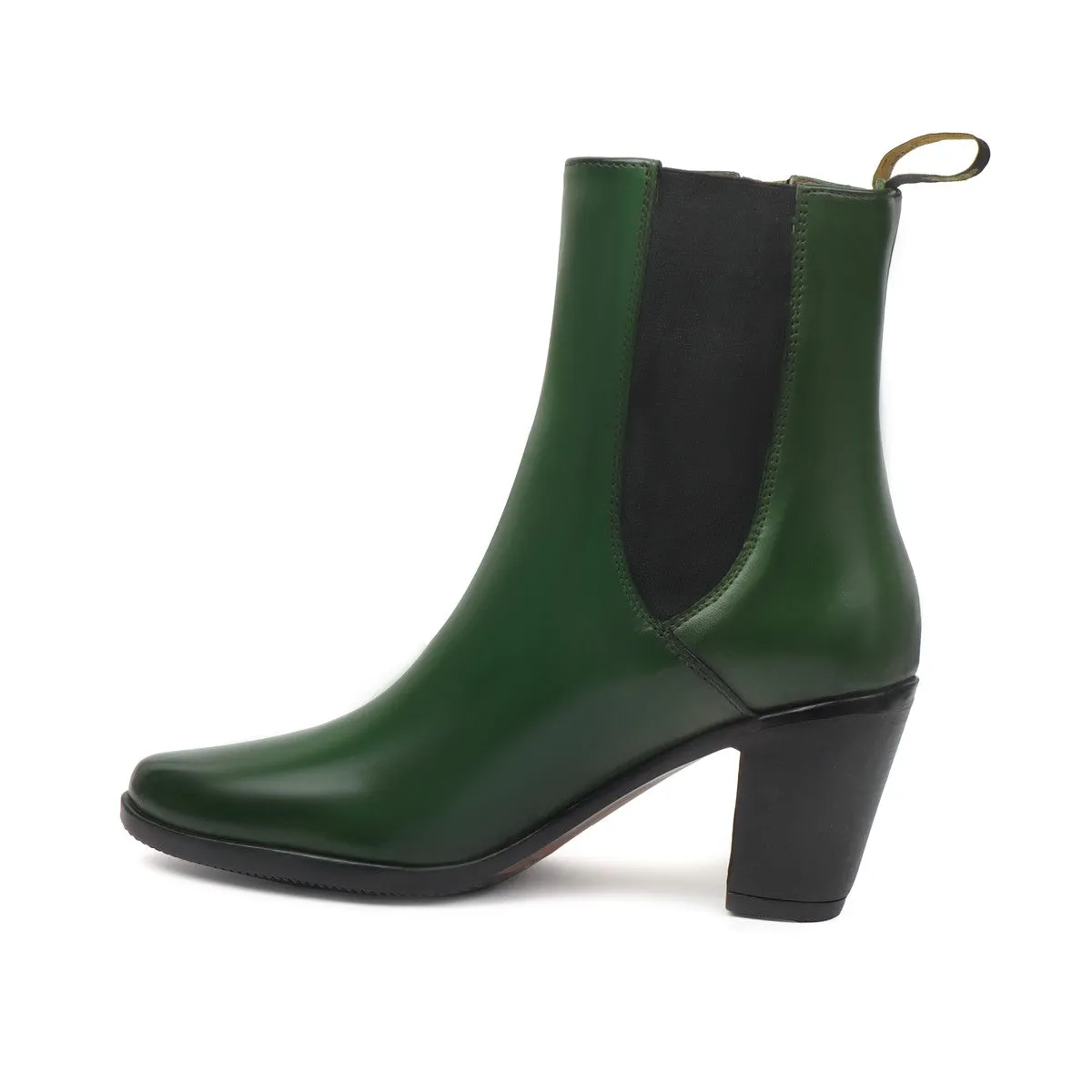 Green High Ankle Ladies Leather Boots By Brune & Bareskin