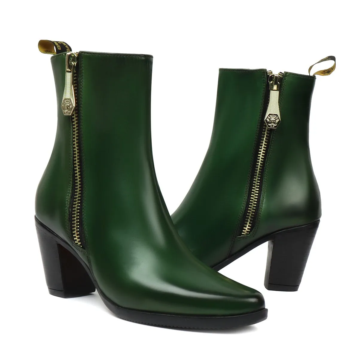 Green High Ankle Ladies Leather Boots By Brune & Bareskin