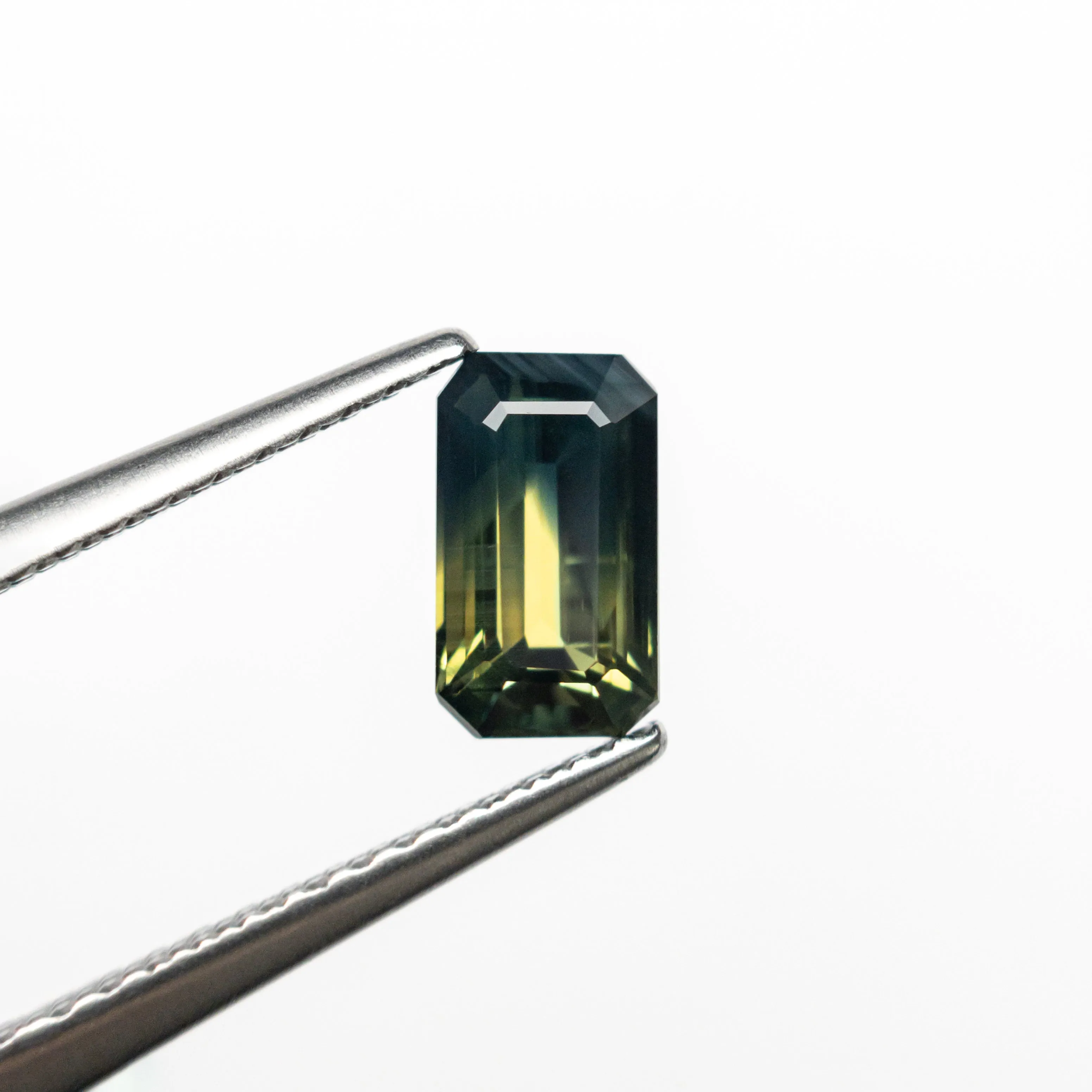 Green Step Cut Sapphire - 0.96ct Cut Corner Rectangle