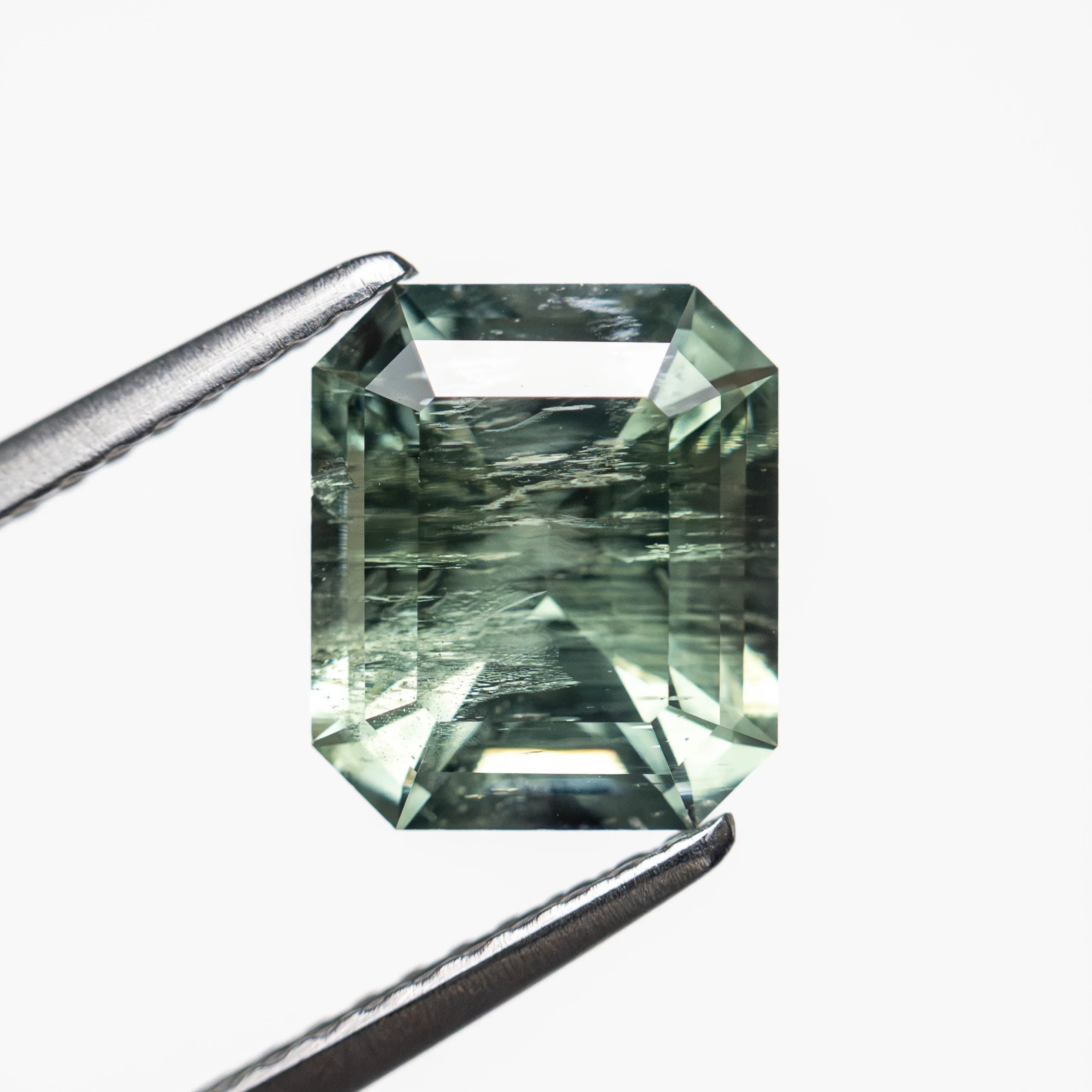 Green/Teal Step Cut Sapphire - 2.66ct Cut Corner Rectangle