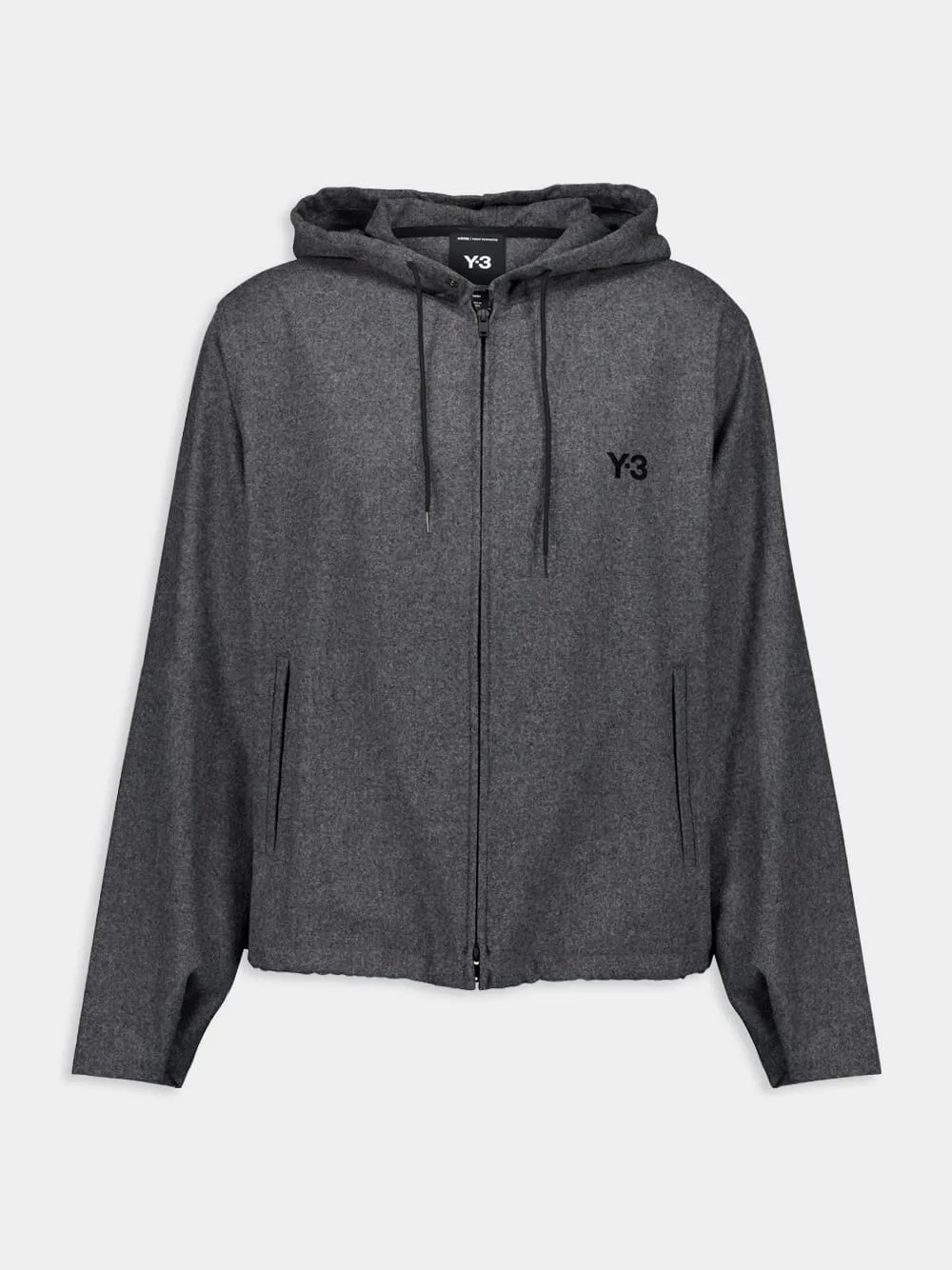 Grey Wool Logo Zip Hoodie