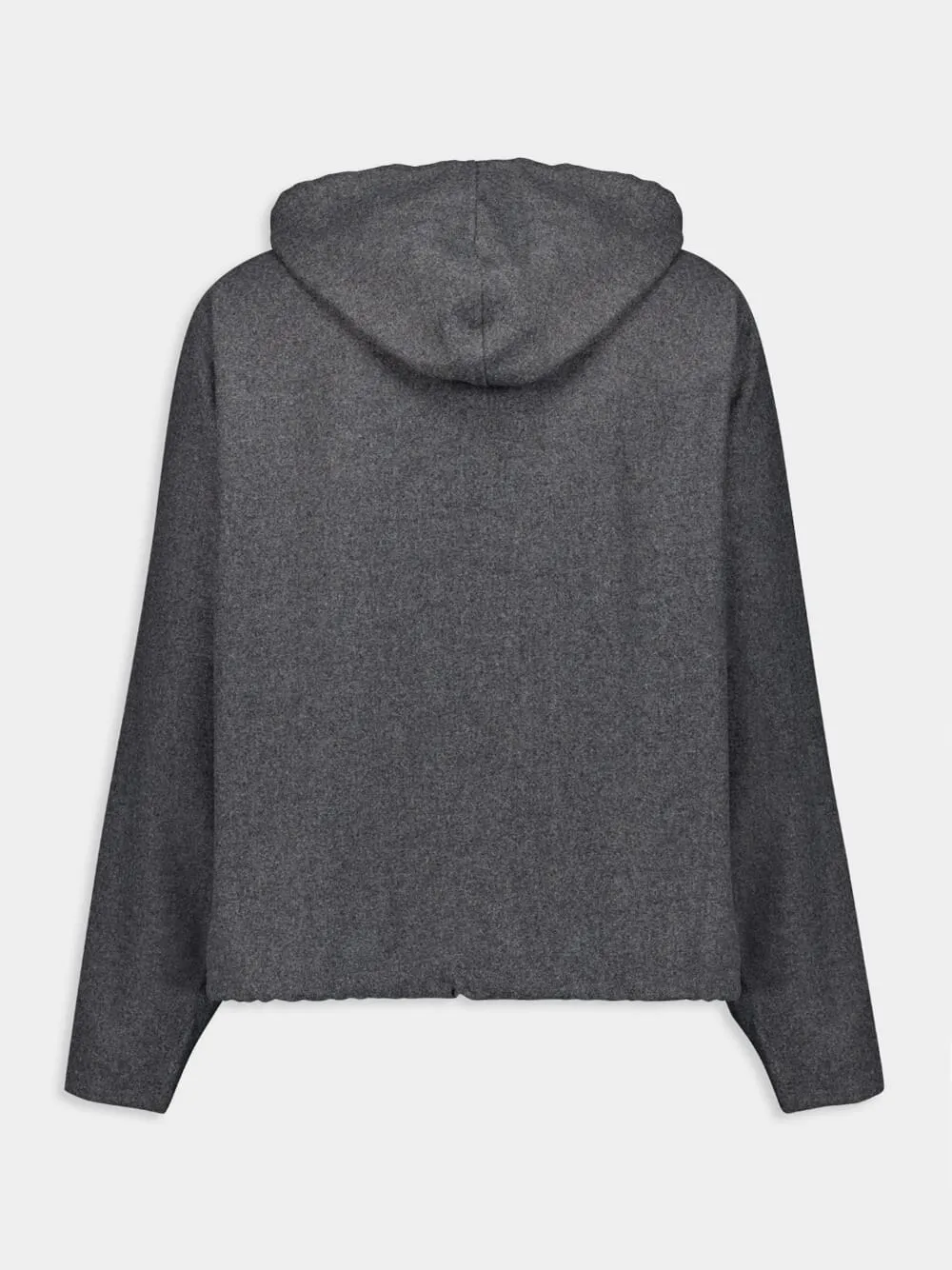 Grey Wool Logo Zip Hoodie