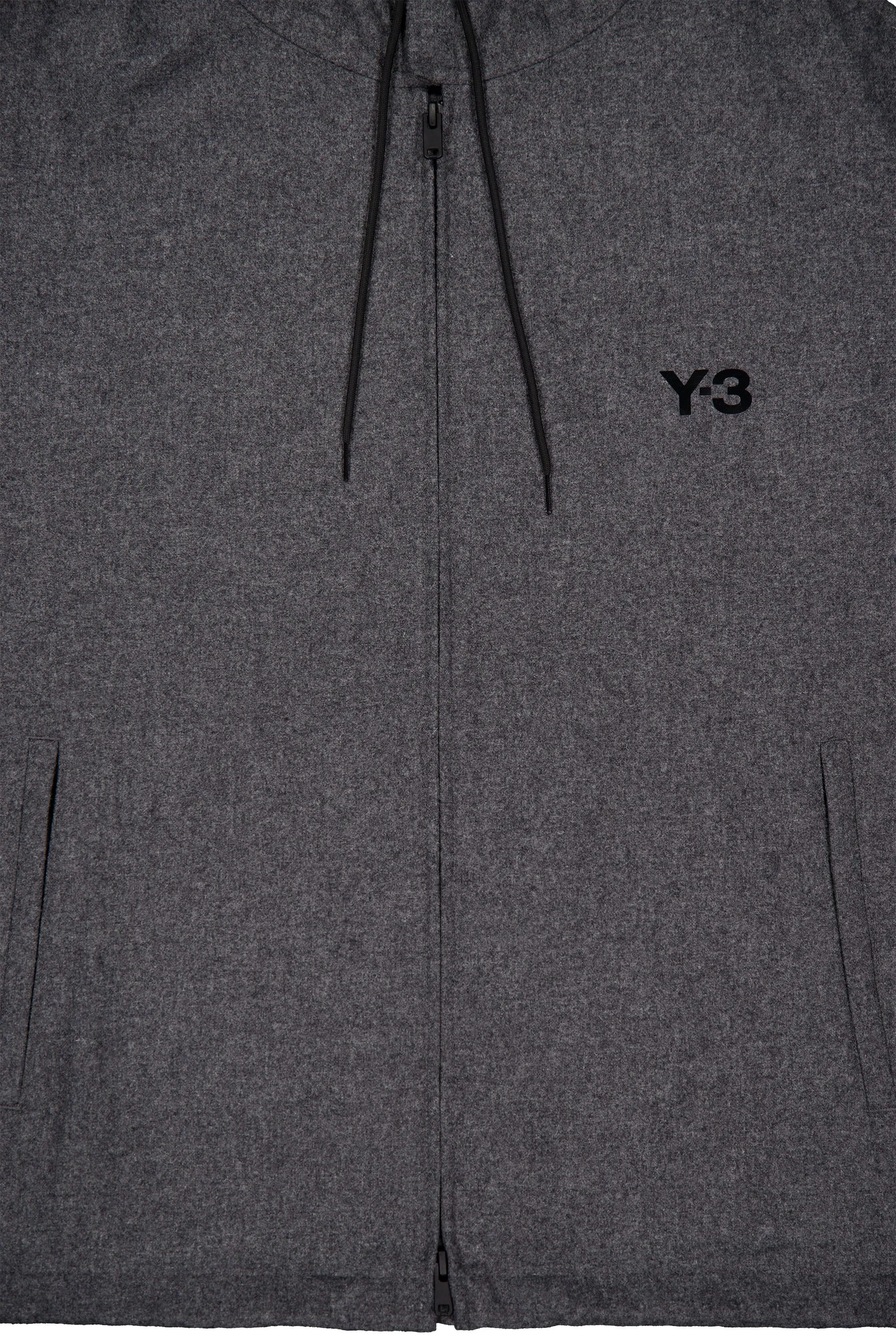 Grey Wool Logo Zip Hoodie