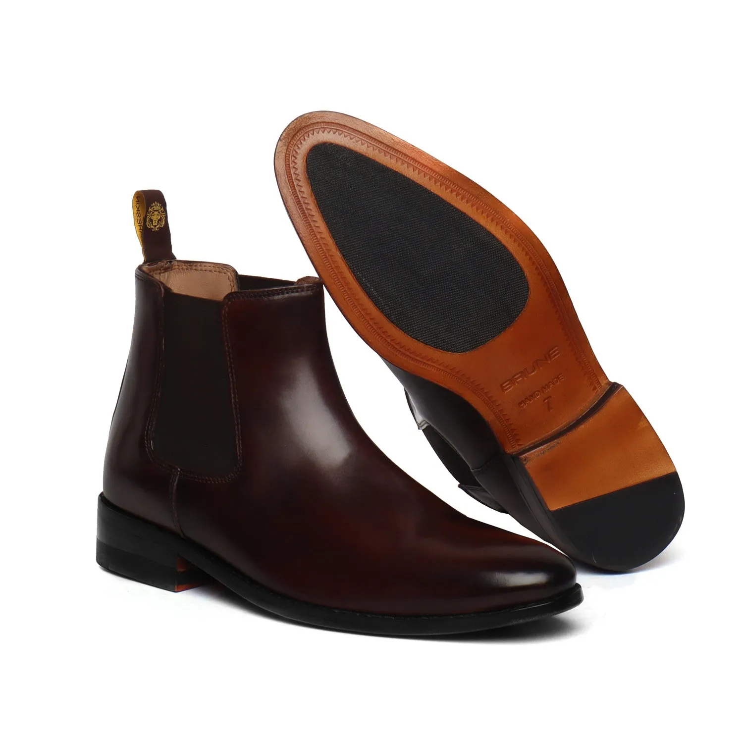 Hand Made Chelsea Boots in Dark Brown Leather For Men By Brune & Bareskin