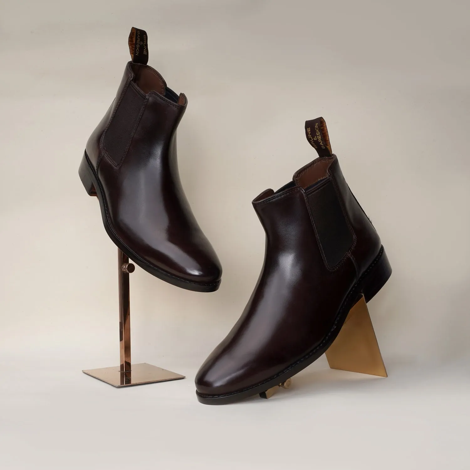 Hand Made Chelsea Boots in Dark Brown Leather For Men By Brune & Bareskin