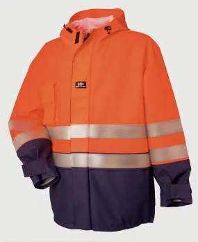 Helly Hansen 70172 Lillehammer Pvc Fr High Visibility Jacket Orange / Navy Blue