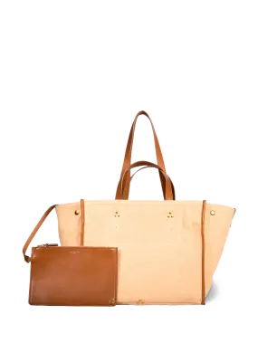 JÉRÔME DREYFUSS  Léon M linen and leather tote bag  - Yellow