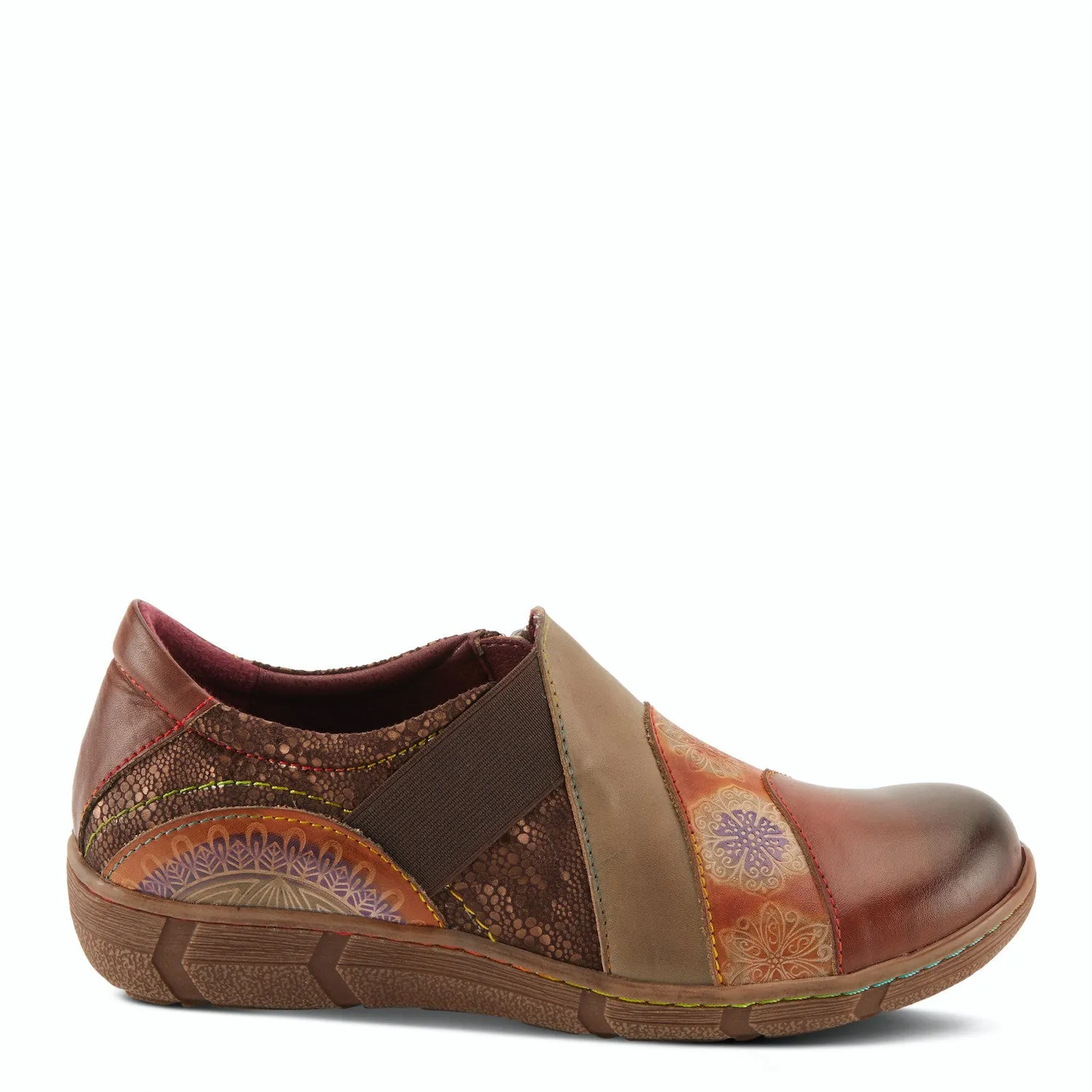  Lata Burnished Leather Clog in Brown Multi  