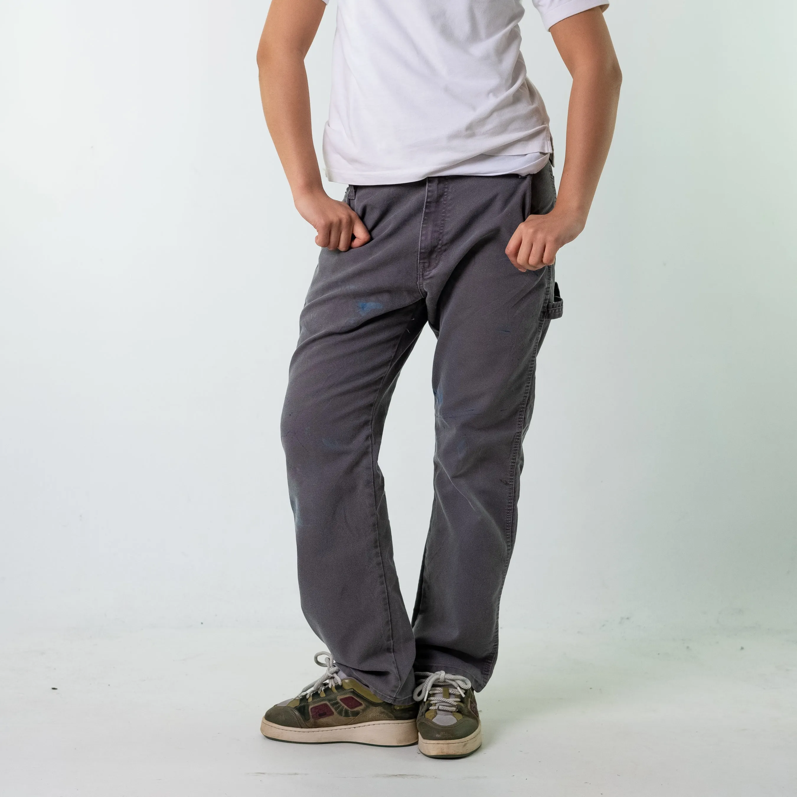 Light Grey 90s Dickies  Cargo Skater Trousers Pants Jeans (34x30)