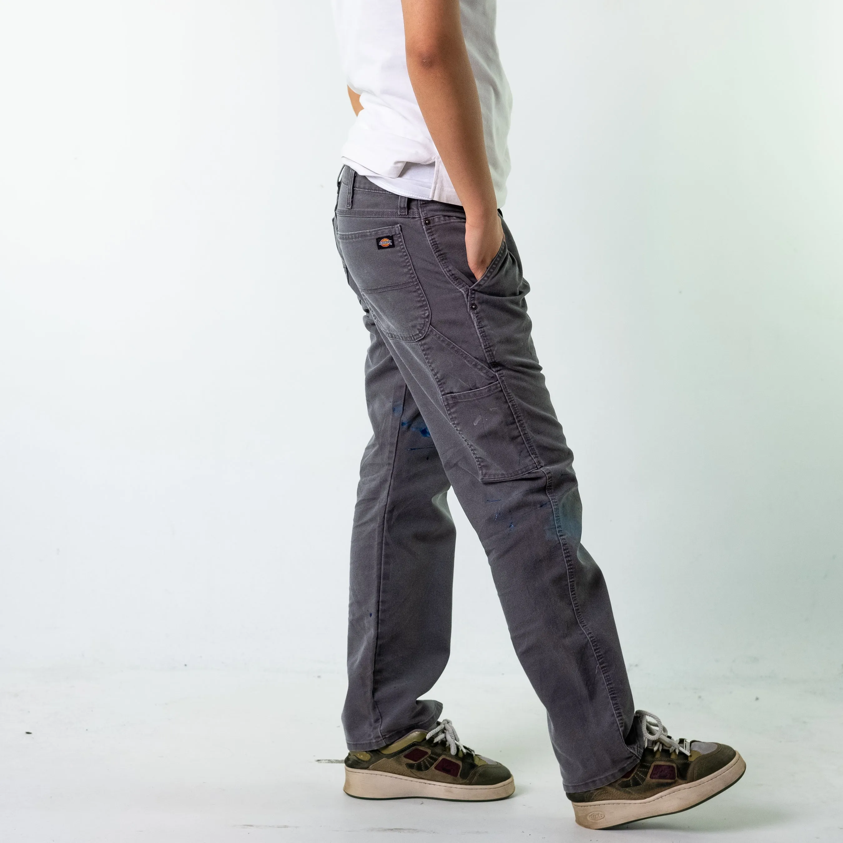 Light Grey 90s Dickies  Cargo Skater Trousers Pants Jeans (34x30)