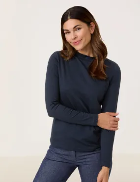 Long sleeve jersey top with a turtleneck