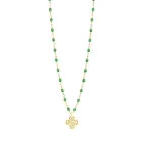 Lucky Clover Classic Gigi Green diamond necklace, Yellow Gold, 16.5