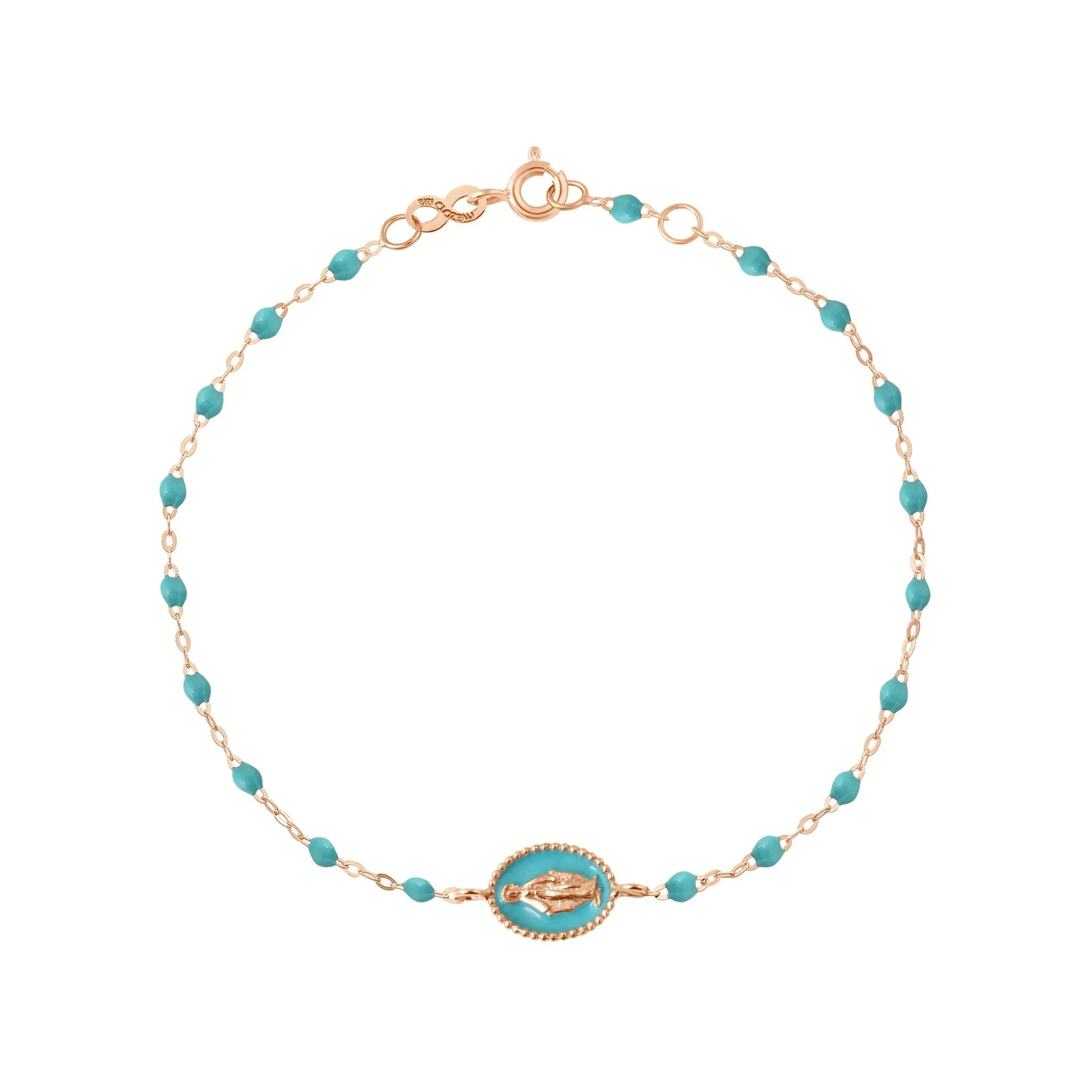 Madone resin charm Classic Gigi Turquoise Green bracelet, Rose Gold, 6.7