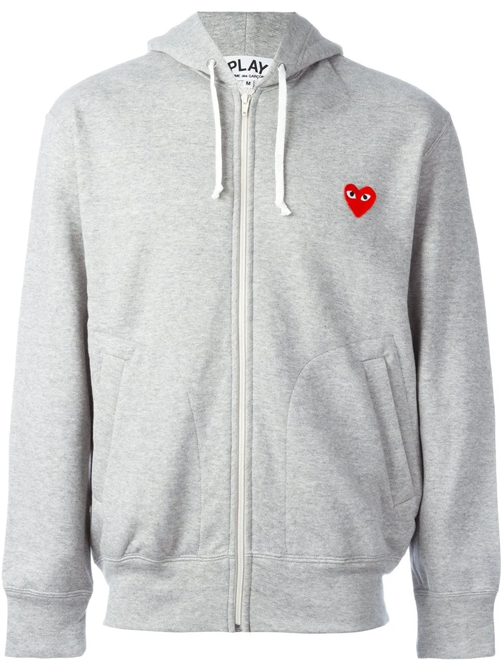 Mens Zipped Hoodie Red Heart - Grey