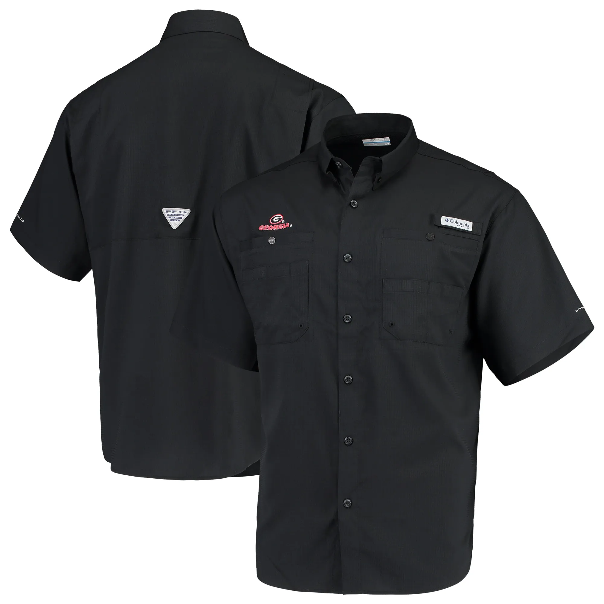 Men's Columbia Black Georgia Bulldogs Team PFG Tamiami Omni-Shade Button-Down Shirt