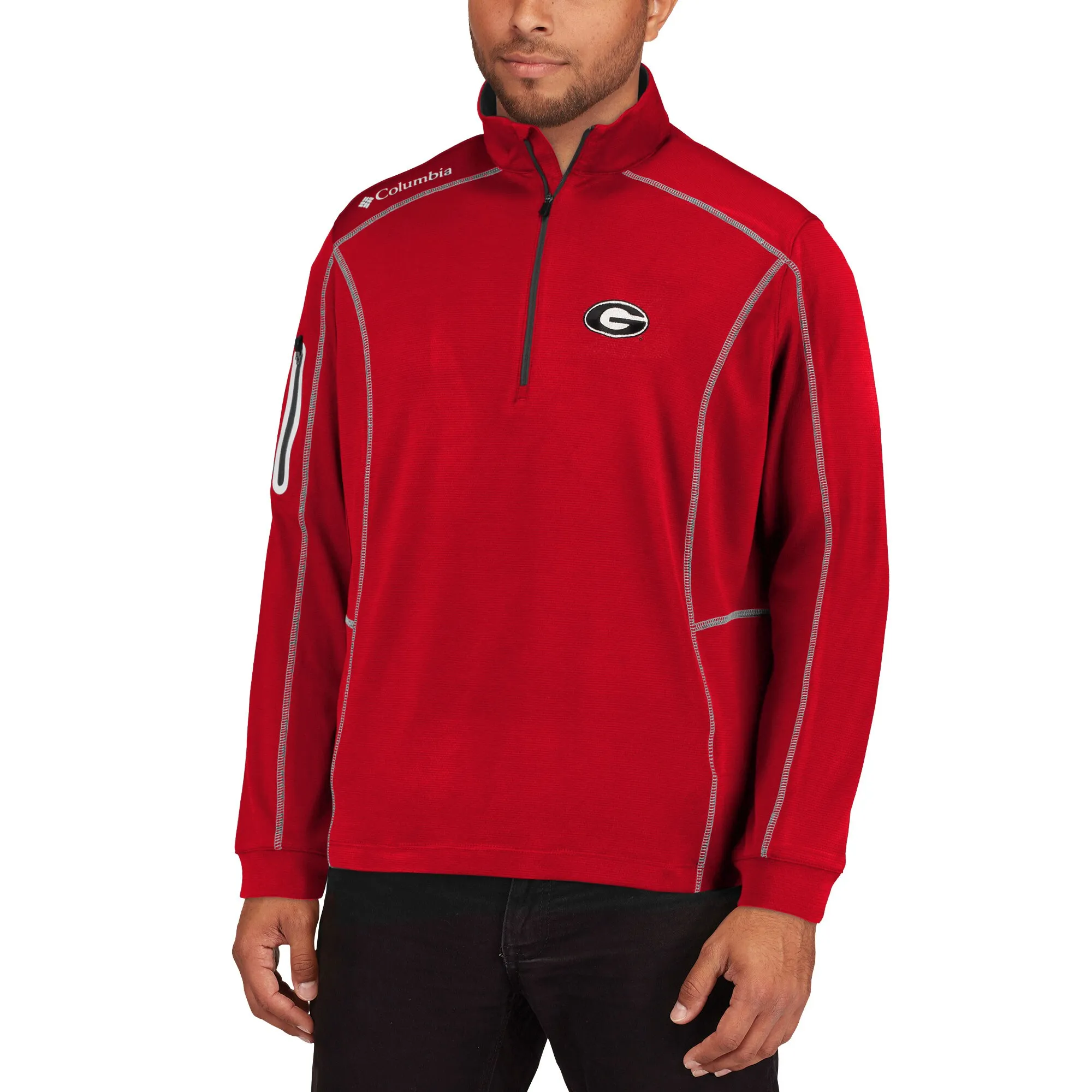 Men's Columbia Golf Red Georgia Bulldogs Shotgun Quarter-Zip Pullover