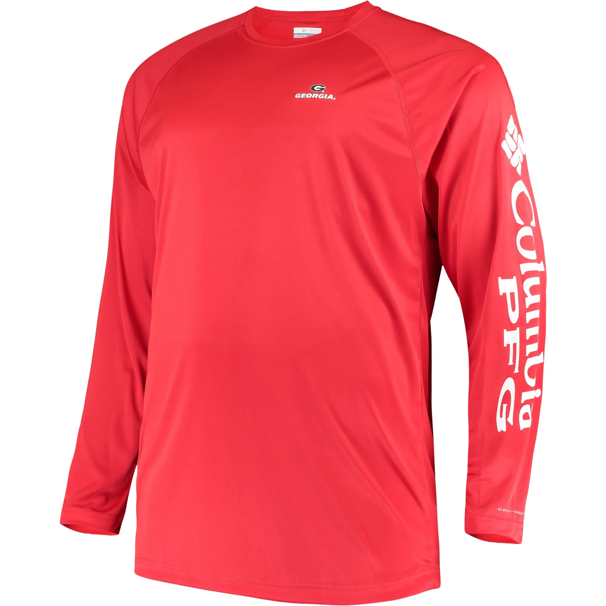 Men's Columbia Red Georgia Bulldogs Big & Tall Terminal Tackle Long Sleeve Omni-Shade T-Shirt