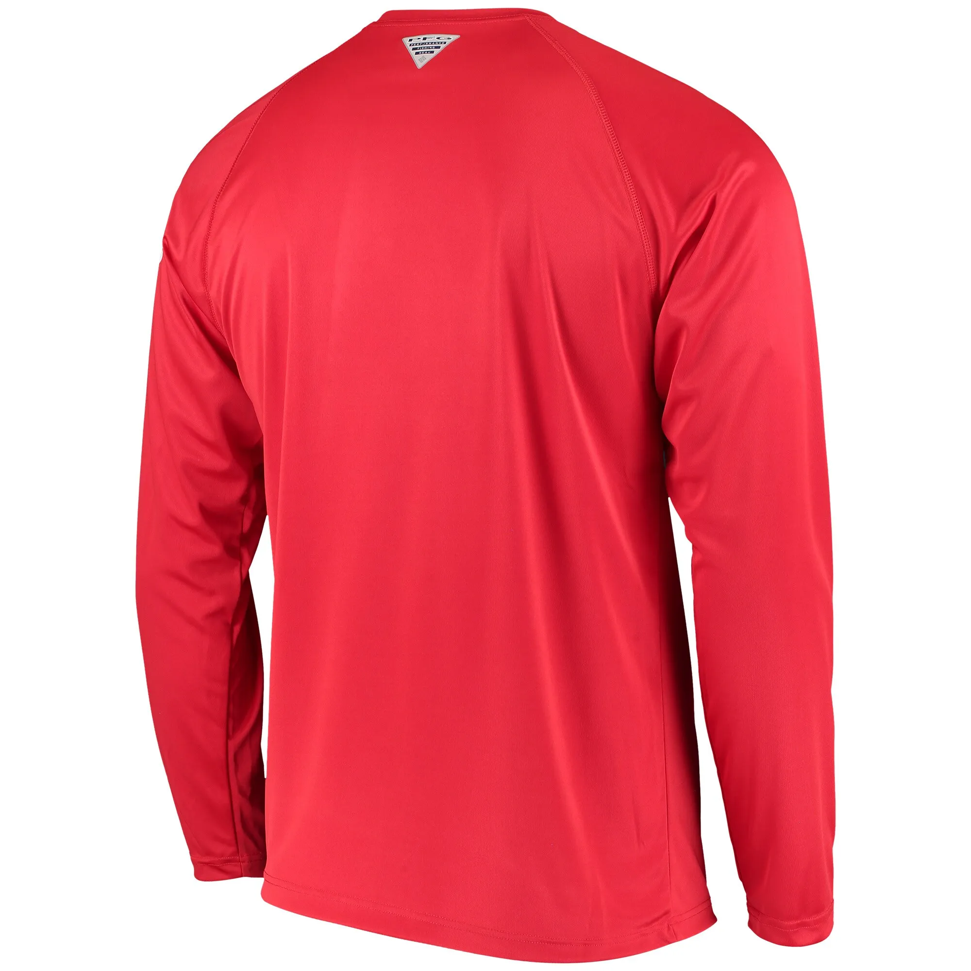 Men's Columbia Red Georgia Bulldogs Terminal Tackle Omni-Shade Raglan Long Sleeve T-Shirt