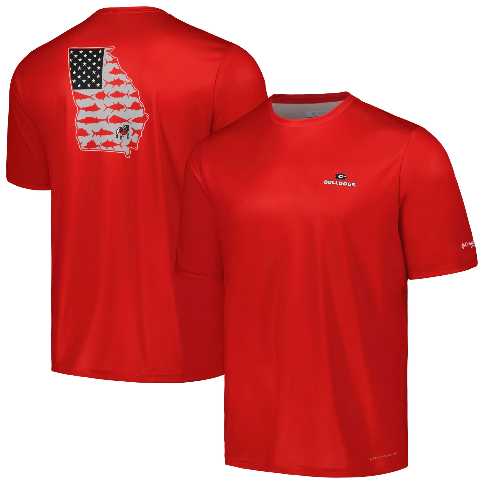 Men's Columbia Red Georgia Bulldogs Terminal Tackle Omni-Shade T-Shirt