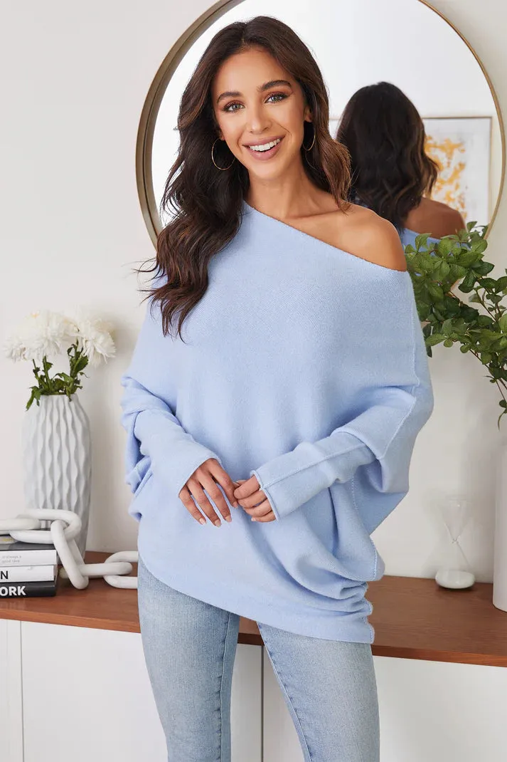 Milio Milano Asymmetrical Sweater - Sky Blue