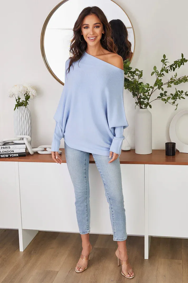 Milio Milano Asymmetrical Sweater - Sky Blue