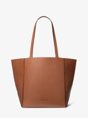 MK Jordi Large Leather Tote Bag - Brown - Michael Kors