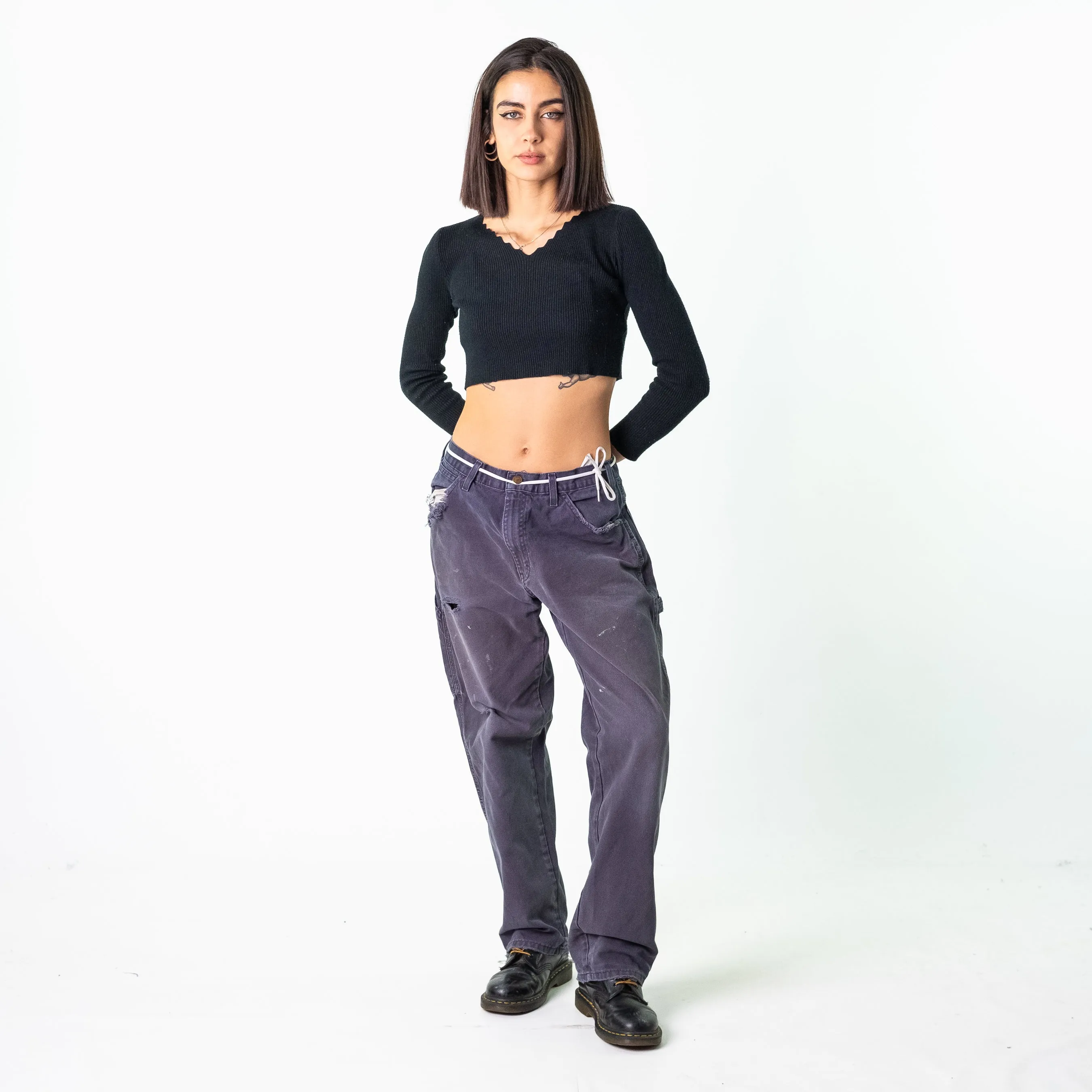 Navy Blue 90s Dickies  Cargo Skater Trousers Pants Jeans (34x30)