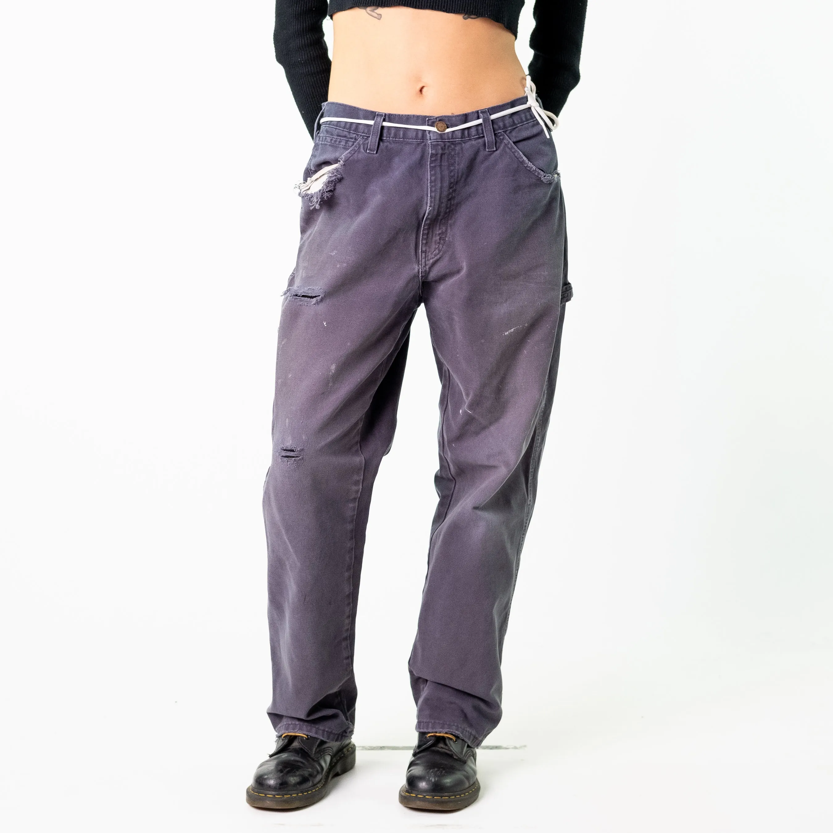 Navy Blue 90s Dickies  Cargo Skater Trousers Pants Jeans (34x30)