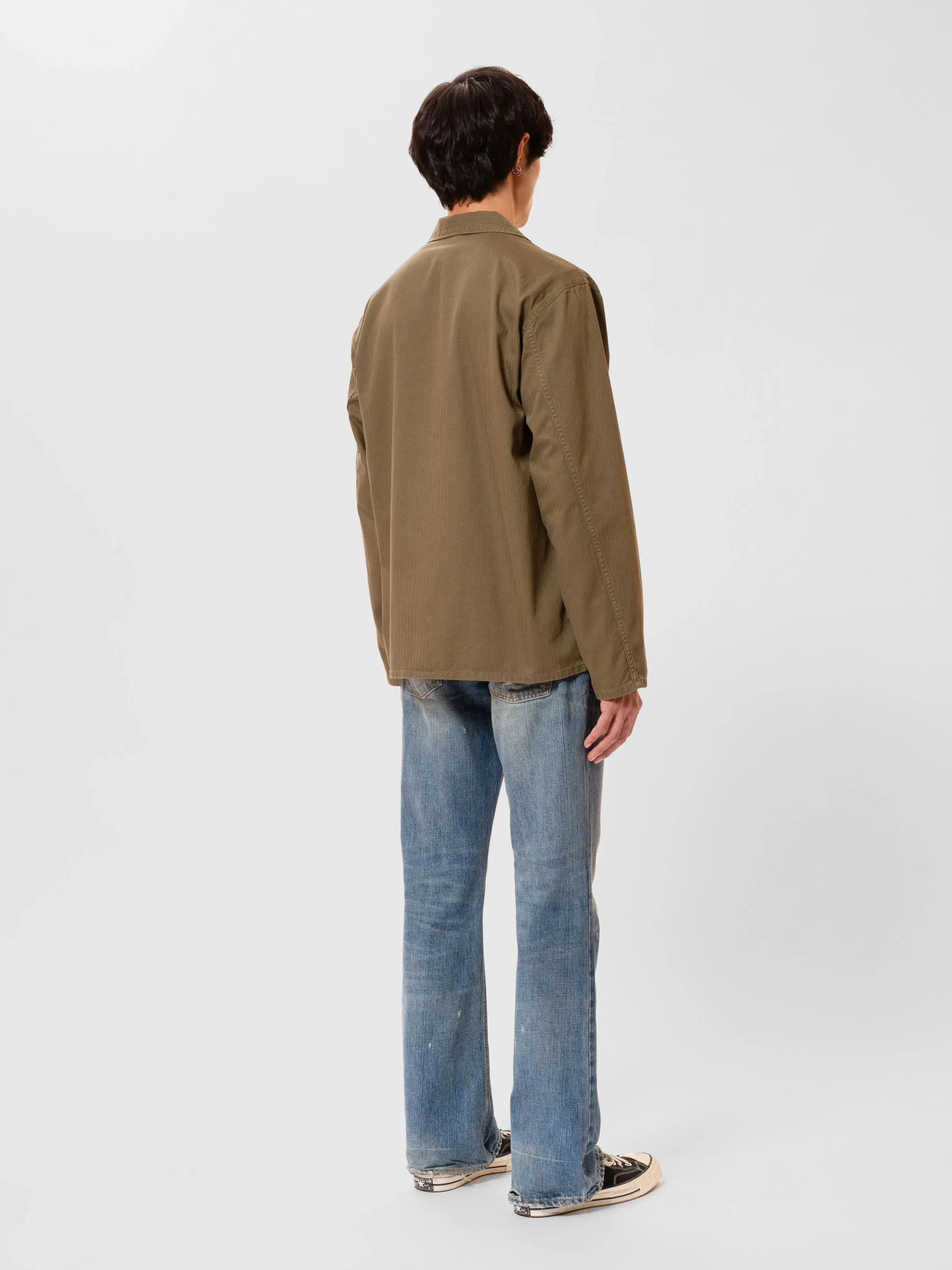 Nudie Jeans Buddy Herringbone Chore Jacket Olive