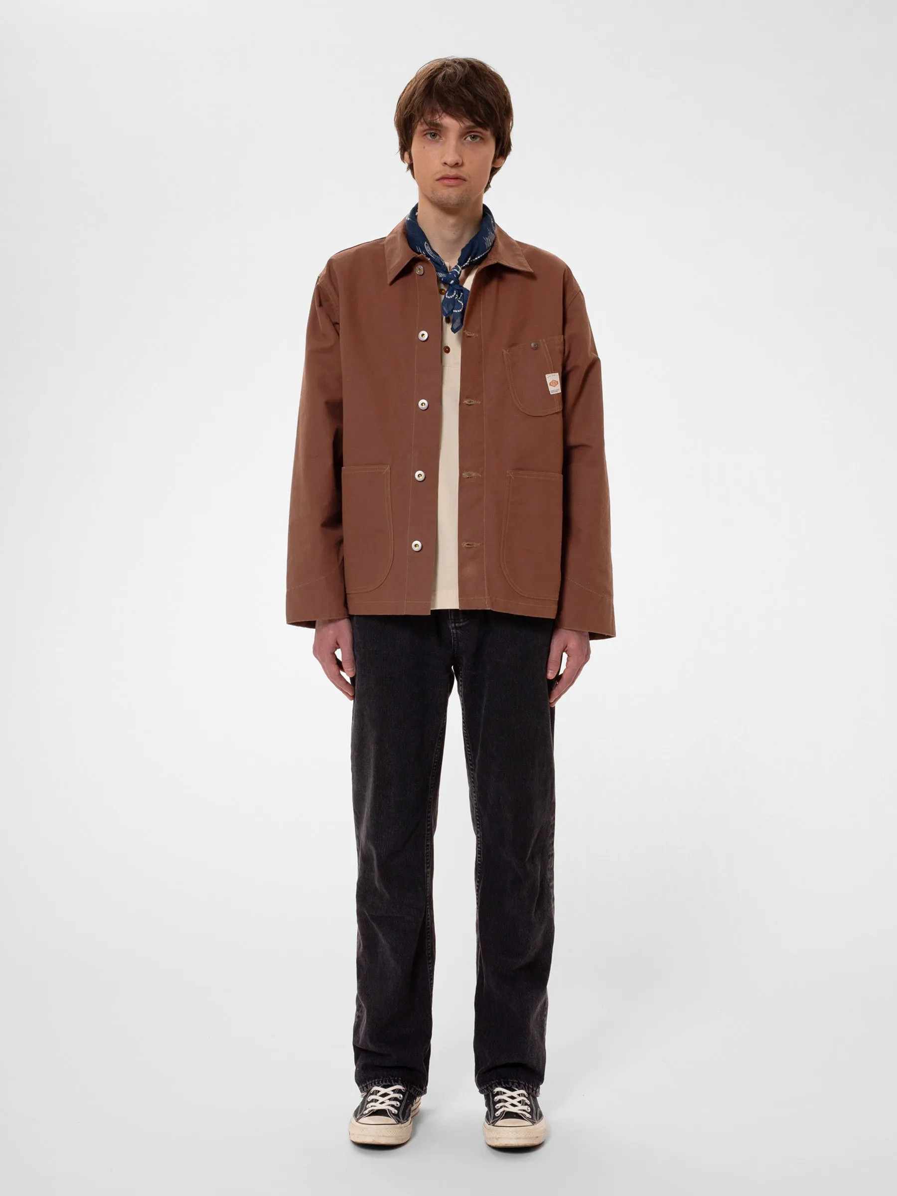 Nudie Jeans Howie Waxed Chore Jacket Brown