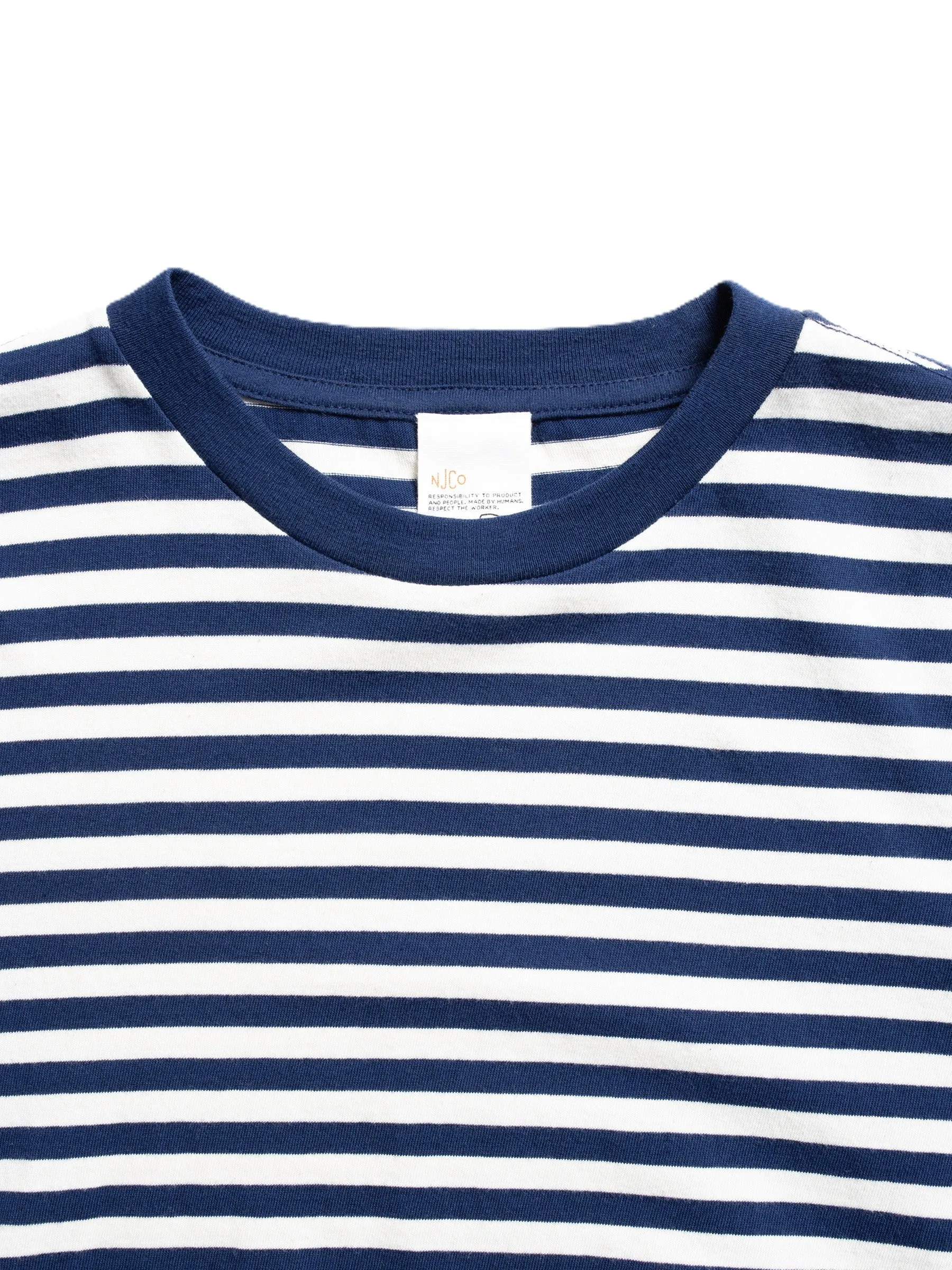 Nudie Jeans Leif Breton Stripe Tee Off-white/Blue