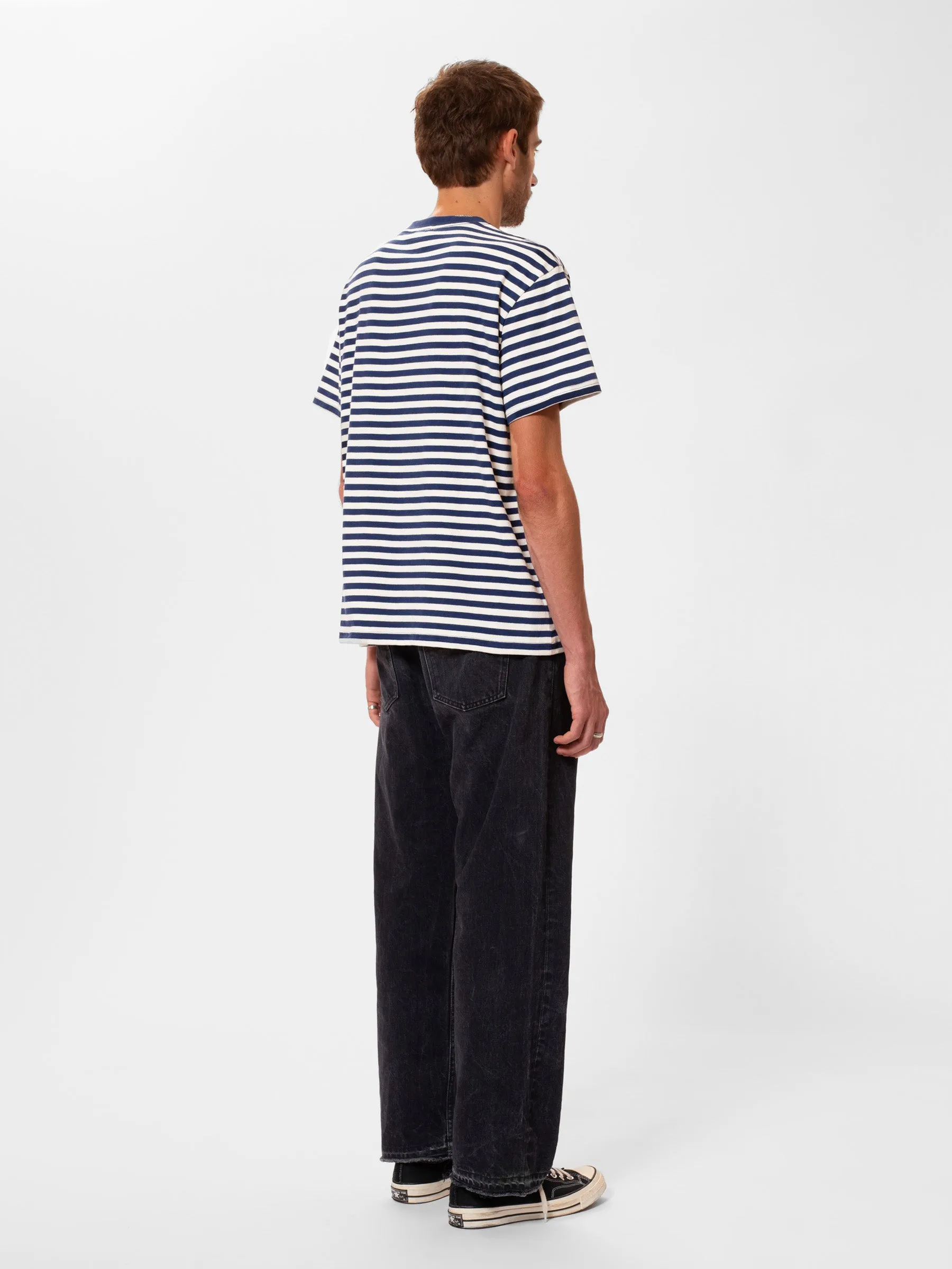 Nudie Jeans Leif Breton Stripe Tee Off-white/Blue