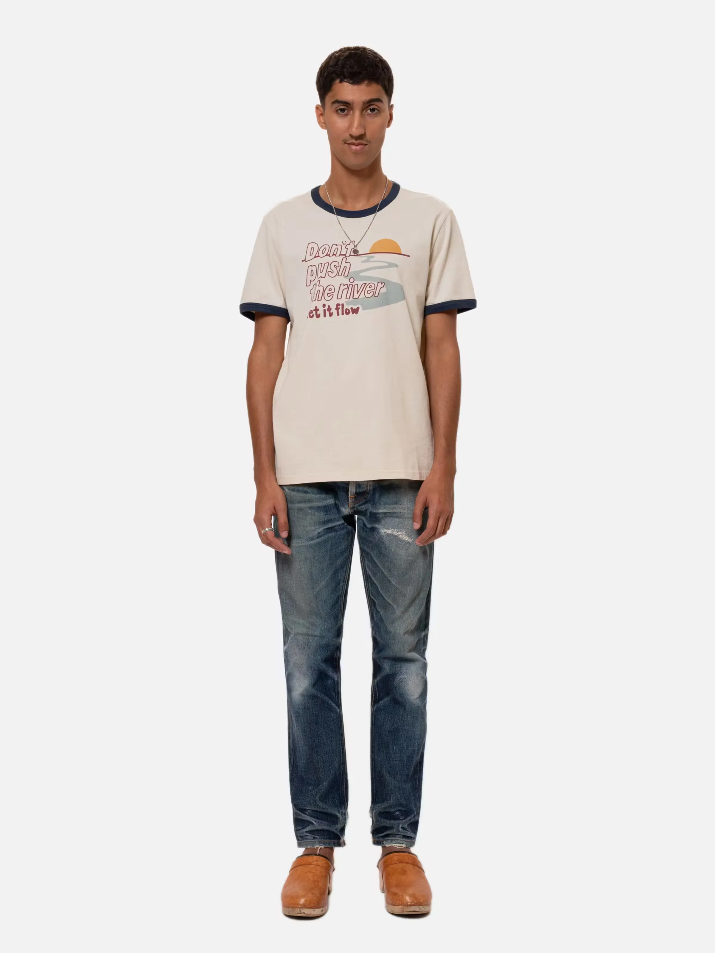 Nudie Jeans Ricky Push The River Tee Ivory