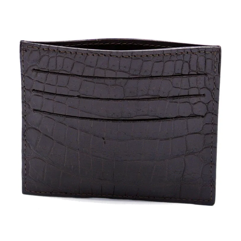 O-81-550-BRM CROCODILE Card Holder, Brown Matte