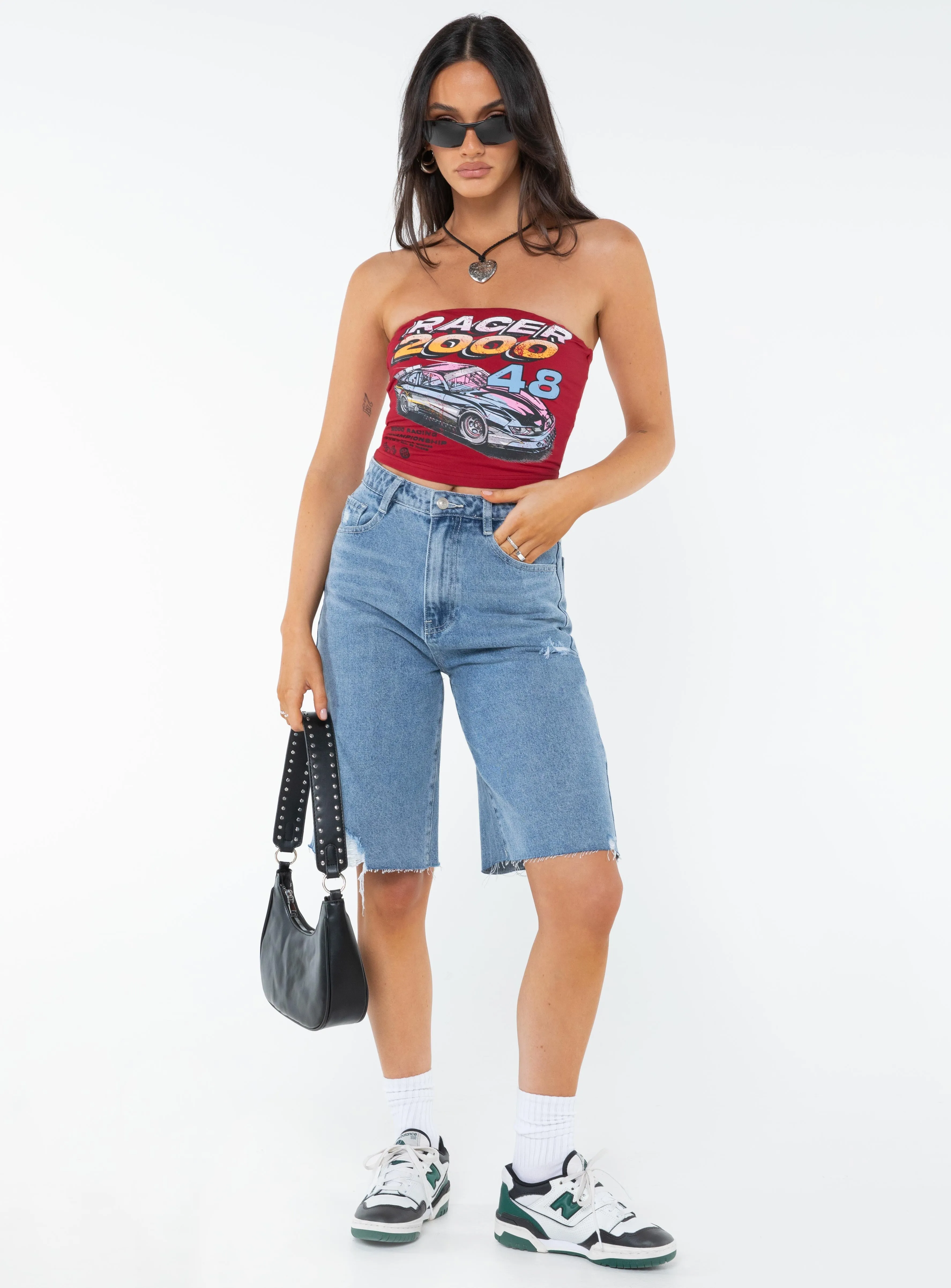 Racer 2000s Tube Top Red