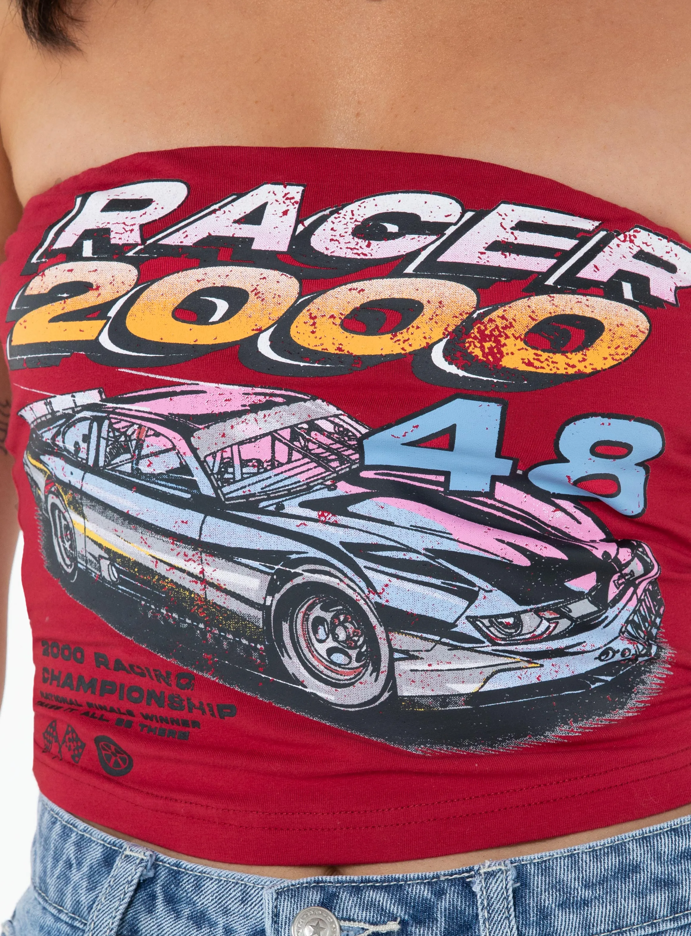 Racer 2000s Tube Top Red