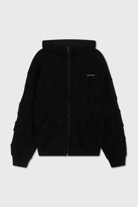 RIB ZIP HOODIE BLACK