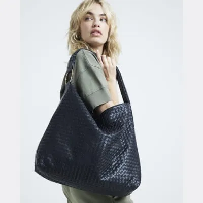 River Island Womens Black Woven Slouch Tote Bag